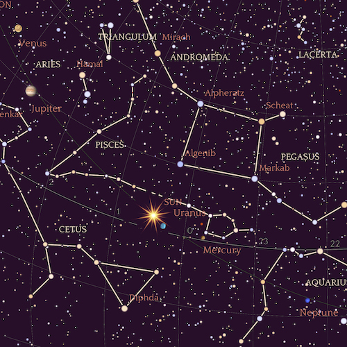 Night sky sun constellations purple